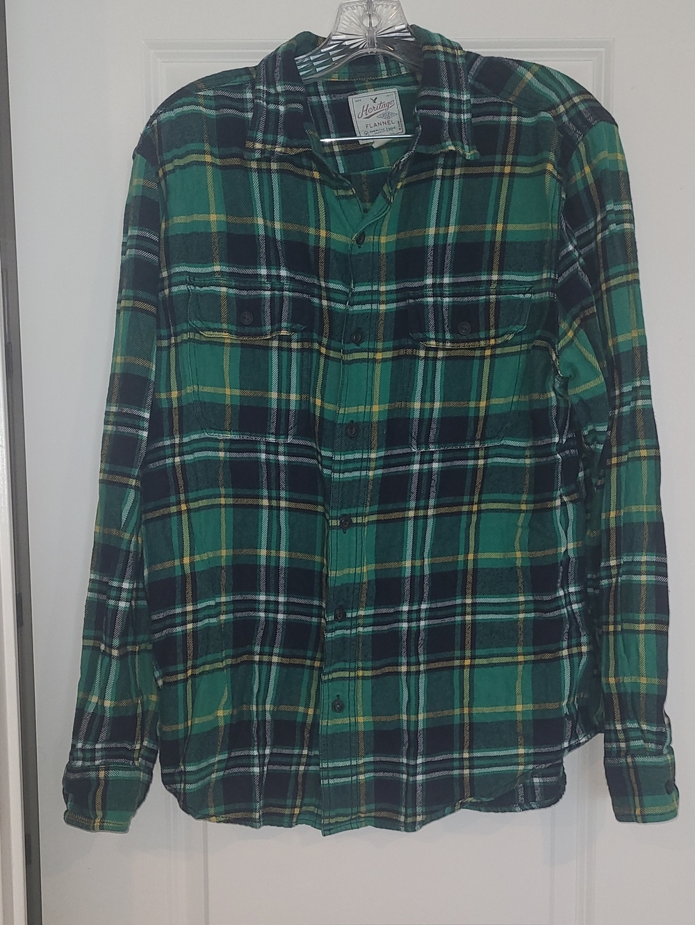 American Eagle Outfitters Green & Black Plaid Flannel Shirt